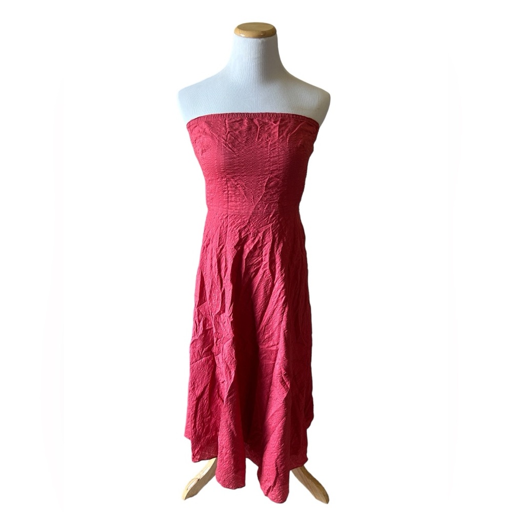 JCREW Strapless Embossed Cotton Seersucker Skater Midi Dress Women’s Size 4